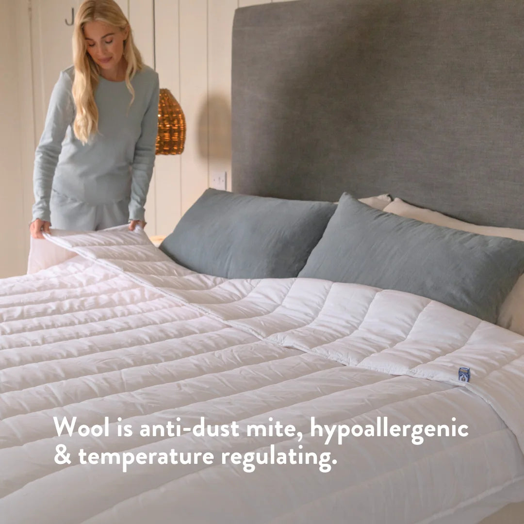 Graphite Latex Pillow & British Wool Duvet Set - Bundle Handmade in the UK, 100% cotton natural bedding bundle